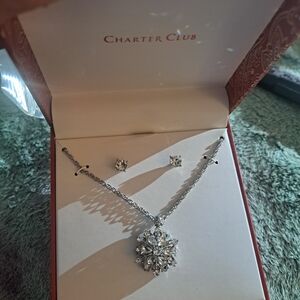 Charter Club Silver Necklace and Earring Set
